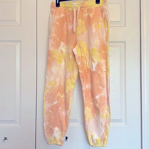 Old Navy orange, yellow, light pink tie dye sweats